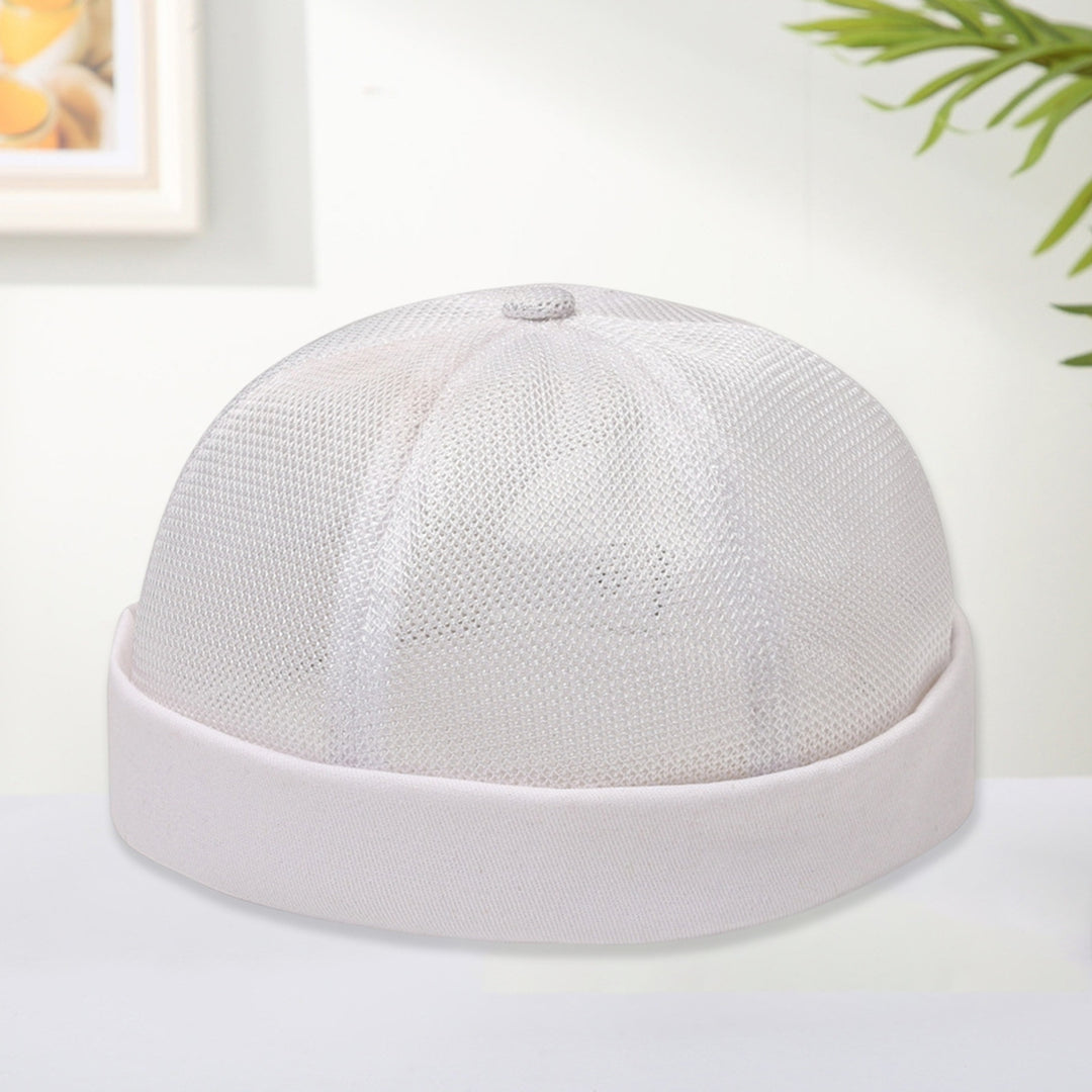 Women Men Dome Hat Hollow Out Mesh Supper Breathable Brimless Solid Color Decorative Hip Hop Unisex Ponytail Hole Docker Image 12