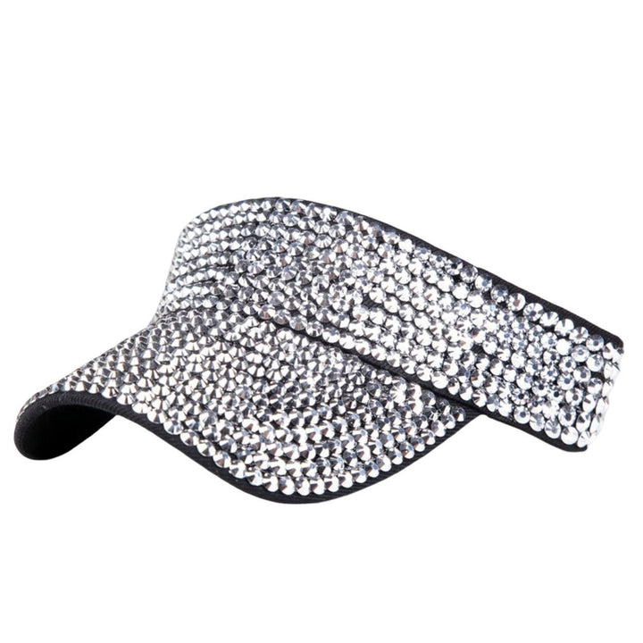 Empty Top Shining Rhinestones Adjustable Fasten Tape Baseball Hat Women Extended Brim Tennis Sport Sun Hat Image 1