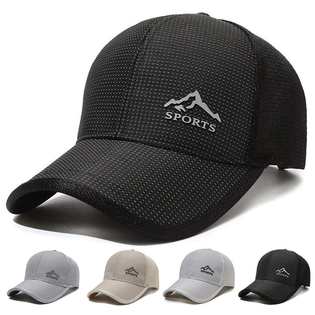 Men Baseball Hat Hollow Out Mesh Super Breathable Solid Color Long Brim Sunshade Anti-UV Outdoor Travel Summer Peaked Image 1