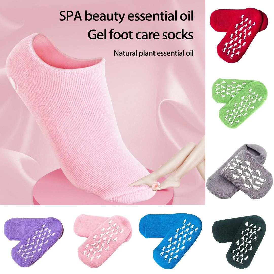 1 Pair Anti-slip Bottom Low-Tube High Elasticity Heel Gel Socks Exfoliator Essential Oils Heel Gel Socks Health Care Image 9