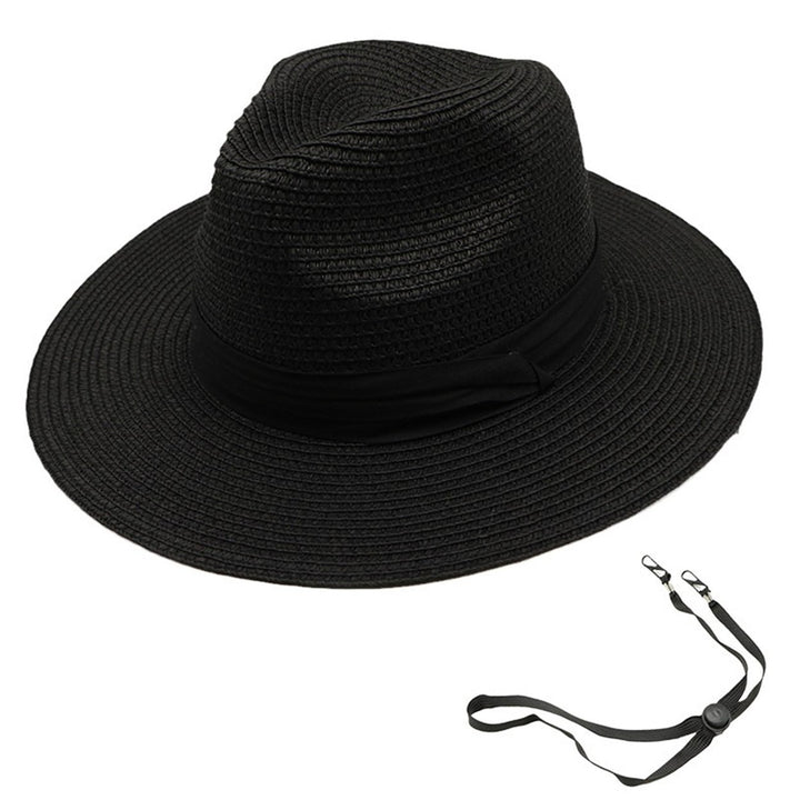 Women Men Straw Hat Contrast Color Wide Brim Unisex Round Foldable Anti-UV Soft Camping Gardening Lady Summer Hat Image 2