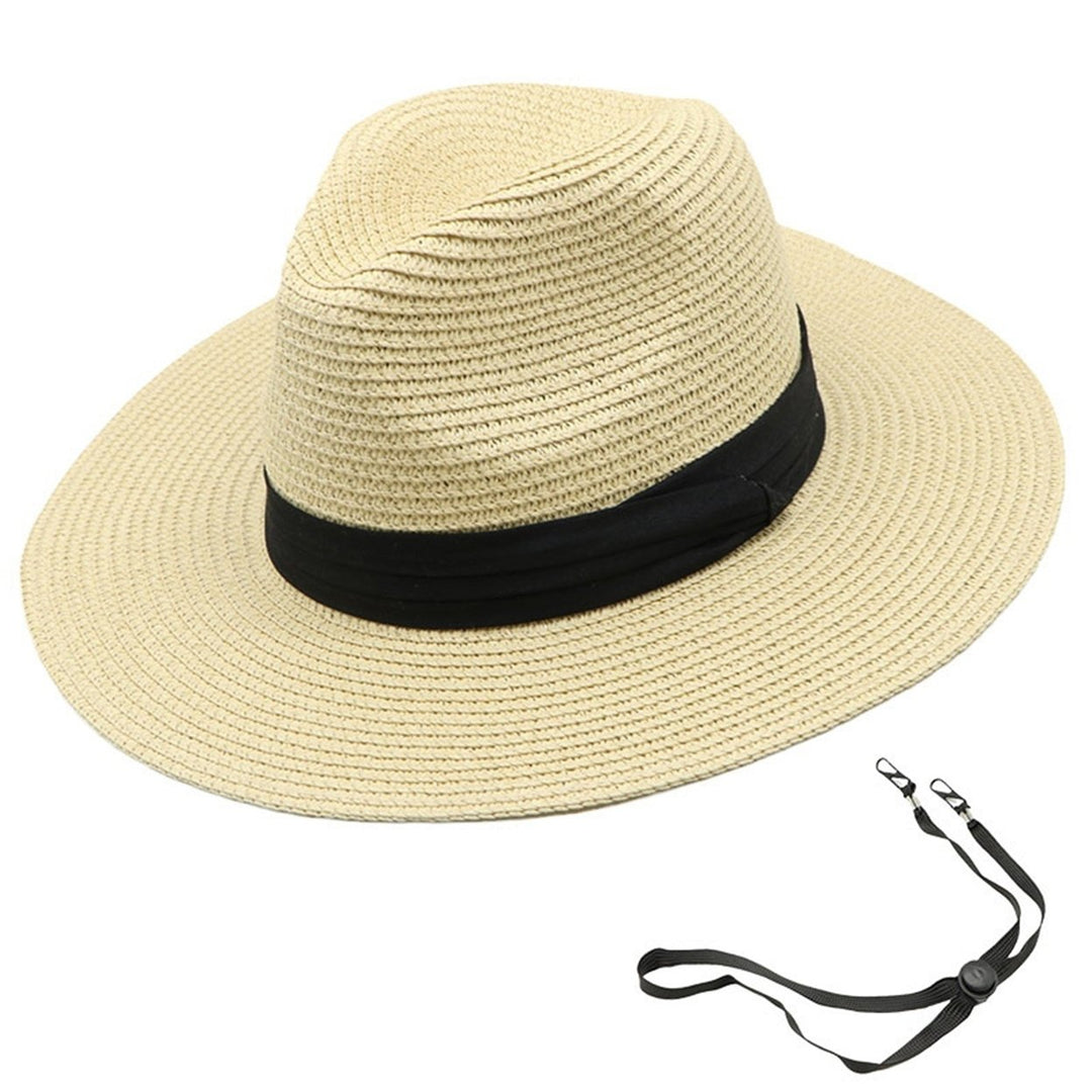 Women Men Straw Hat Contrast Color Wide Brim Unisex Round Foldable Anti-UV Soft Camping Gardening Lady Summer Hat Image 4