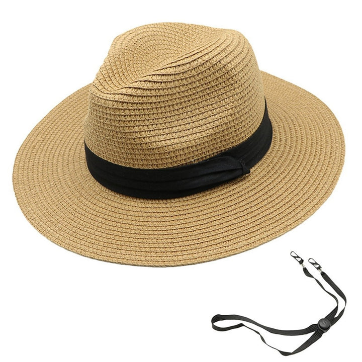 Women Men Straw Hat Contrast Color Wide Brim Unisex Round Foldable Anti-UV Soft Camping Gardening Lady Summer Hat Image 4