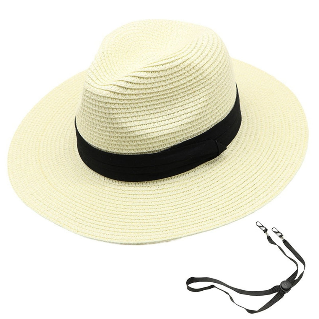 Women Men Straw Hat Contrast Color Wide Brim Unisex Round Foldable Anti-UV Soft Camping Gardening Lady Summer Hat Image 6