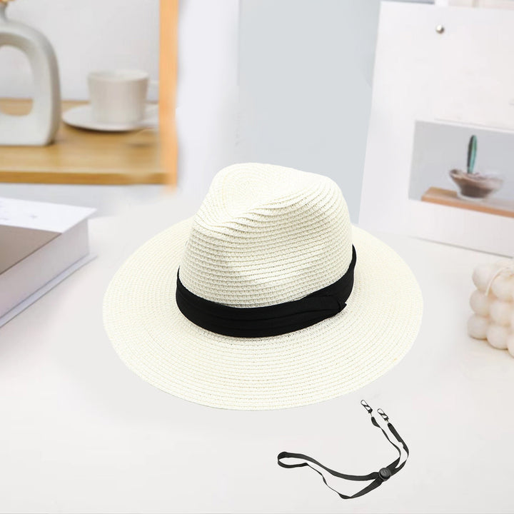 Women Men Straw Hat Contrast Color Wide Brim Unisex Round Foldable Anti-UV Soft Camping Gardening Lady Summer Hat Image 9