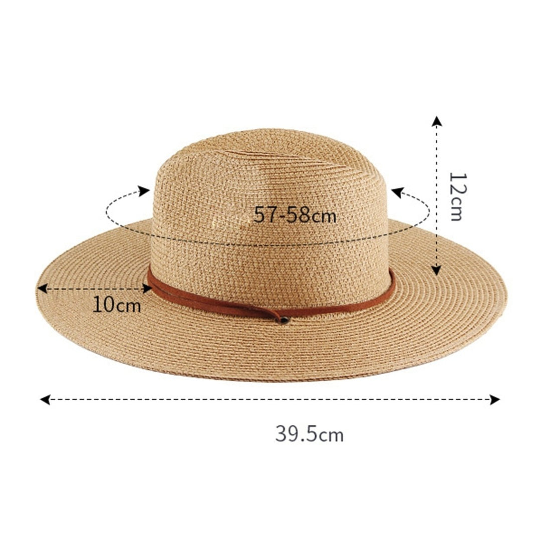 Adjustable Windproof Rope Solid Color Folding Straw Hat Unisex Big Brim Sunscreen Floppy Sun Hat Fashion Accessories Image 7