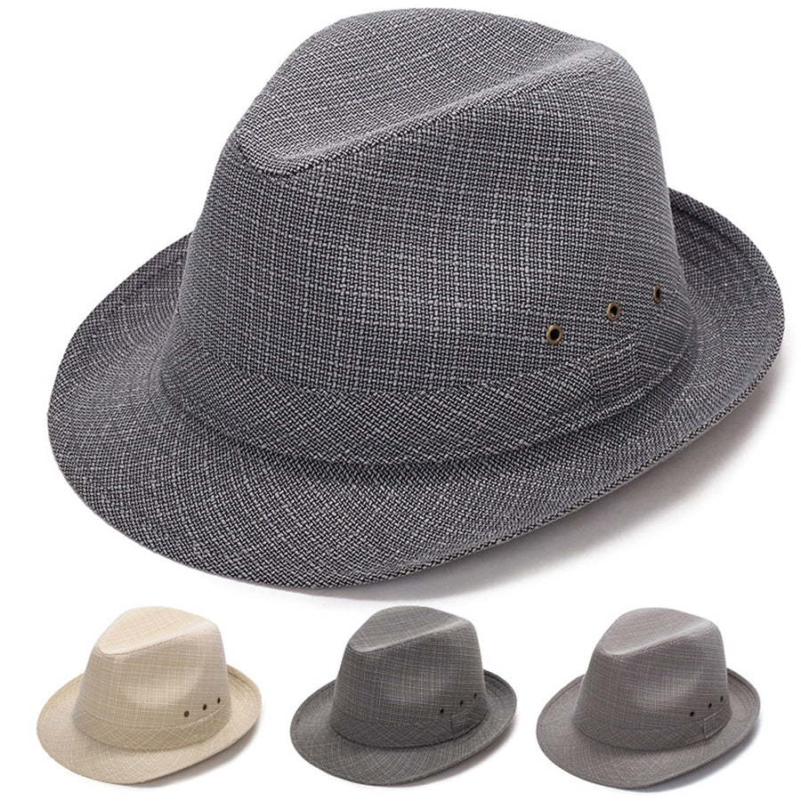 Hemming Wide Brim Breathable Holes Folding Jazz Hat Mid-aged Men Outdoor Sun Hat Fashion Accessories Image 1