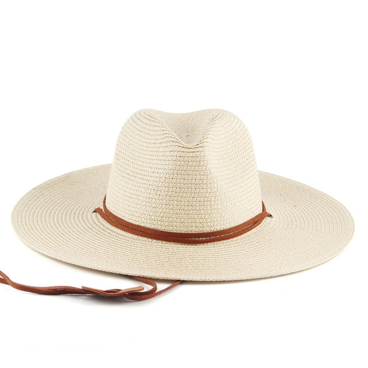 Adjustable Windproof Rope Solid Color Folding Straw Hat Unisex Big Brim Sunscreen Floppy Sun Hat Fashion Accessories Image 10