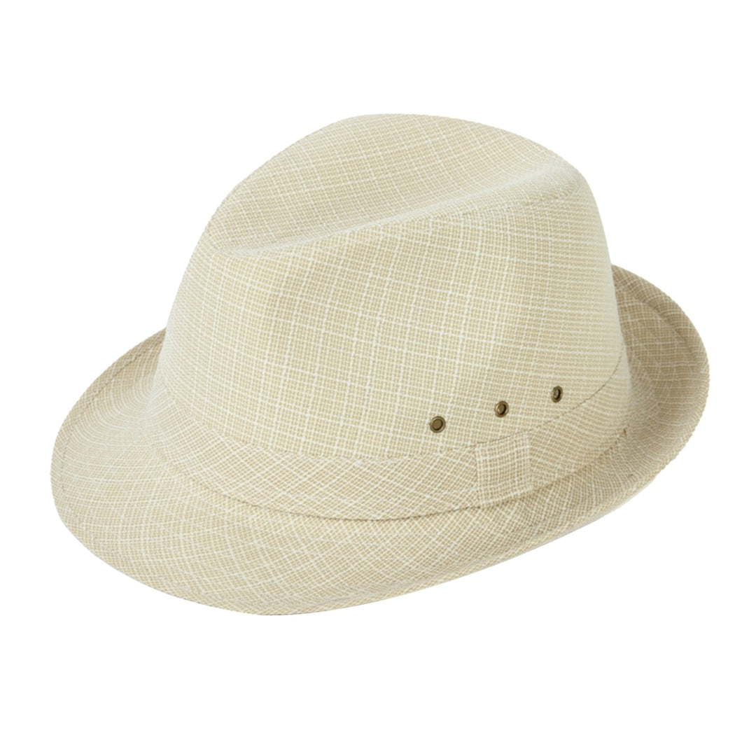 Hemming Wide Brim Breathable Holes Folding Jazz Hat Mid-aged Men Outdoor Sun Hat Fashion Accessories Image 3