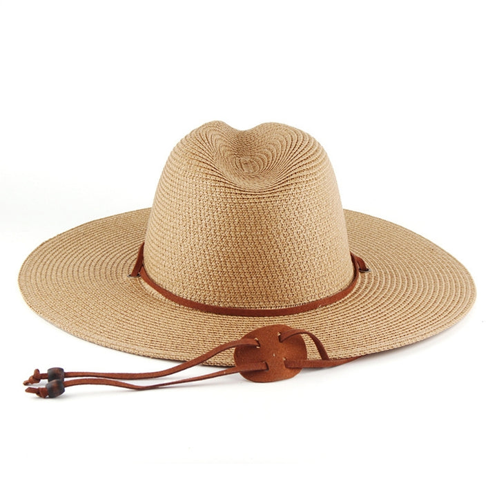 Adjustable Windproof Rope Solid Color Folding Straw Hat Unisex Big Brim Sunscreen Floppy Sun Hat Fashion Accessories Image 12