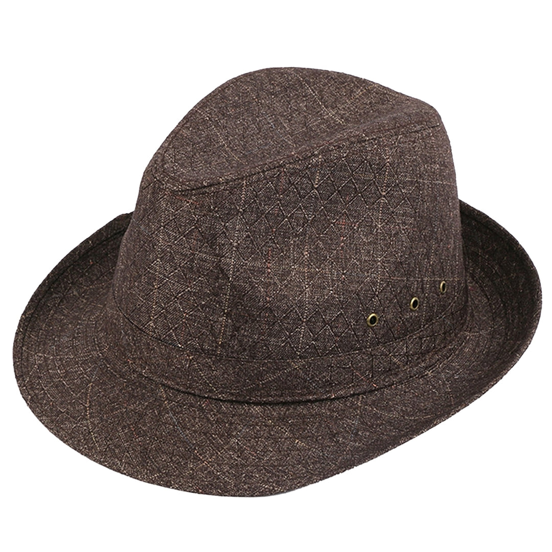 Hemming Wide Brim Breathable Holes Folding Jazz Hat Mid-aged Men Outdoor Sun Hat Fashion Accessories Image 4