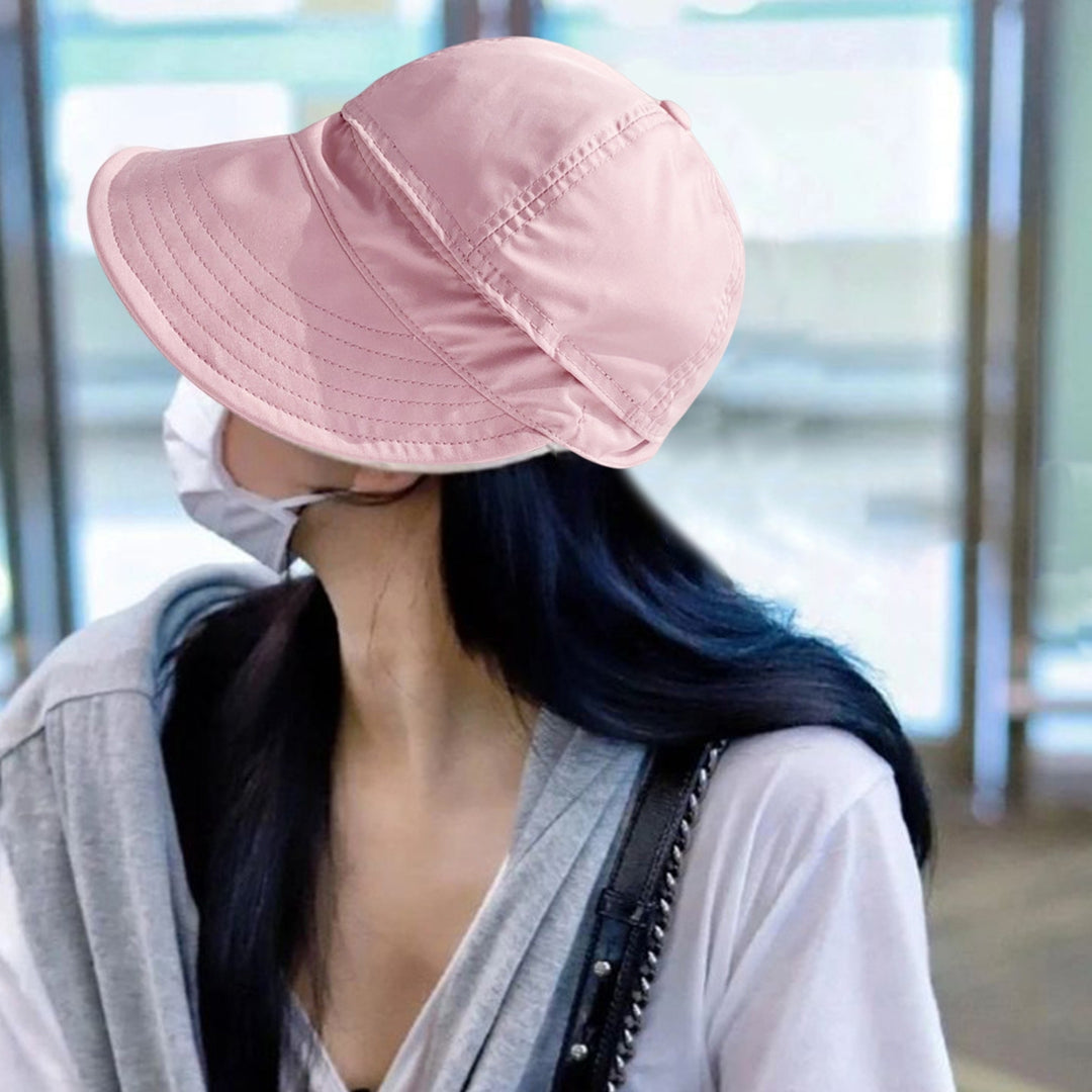 Thin Foldable Mesh Lining Adjustable Drawstring Solid Color Basin Hat Summer Wide Brim Sunshade Hat Fashion Accessories Image 9