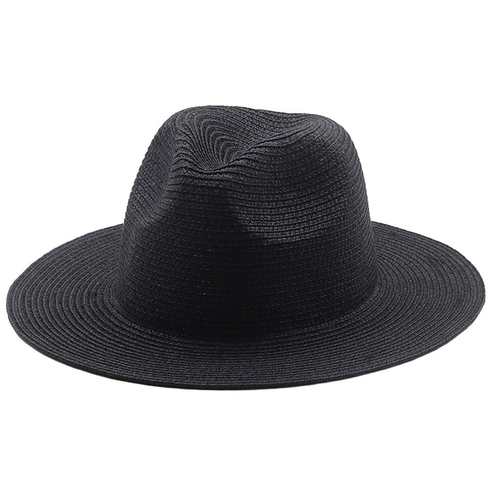 Solid Color Folding Thin Straw Hat Unisex Big Brim Sunscreen Jazz Hat Fashion Accessories Image 2