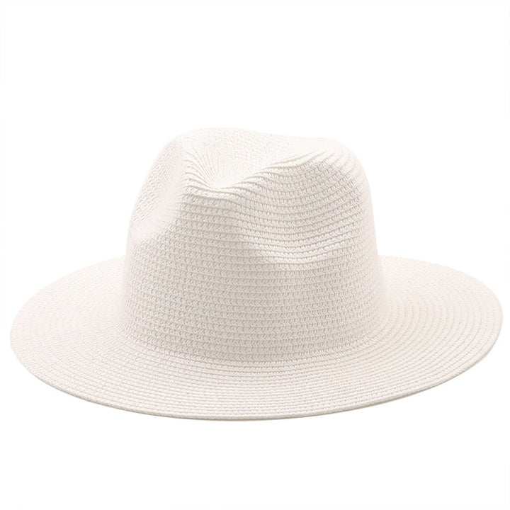 Solid Color Folding Thin Straw Hat Unisex Big Brim Sunscreen Jazz Hat Fashion Accessories Image 3