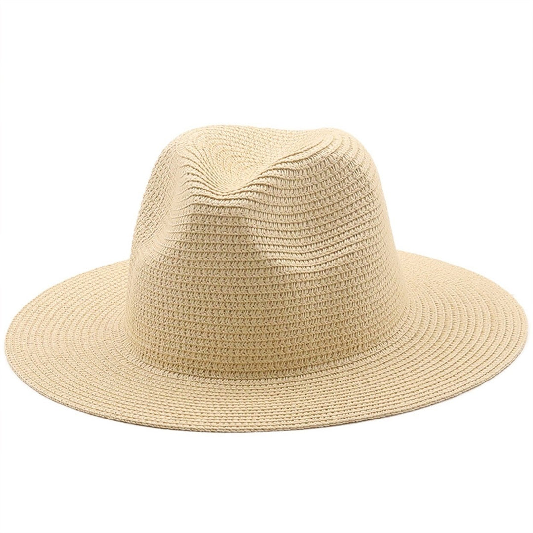 Solid Color Folding Thin Straw Hat Unisex Big Brim Sunscreen Jazz Hat Fashion Accessories Image 4