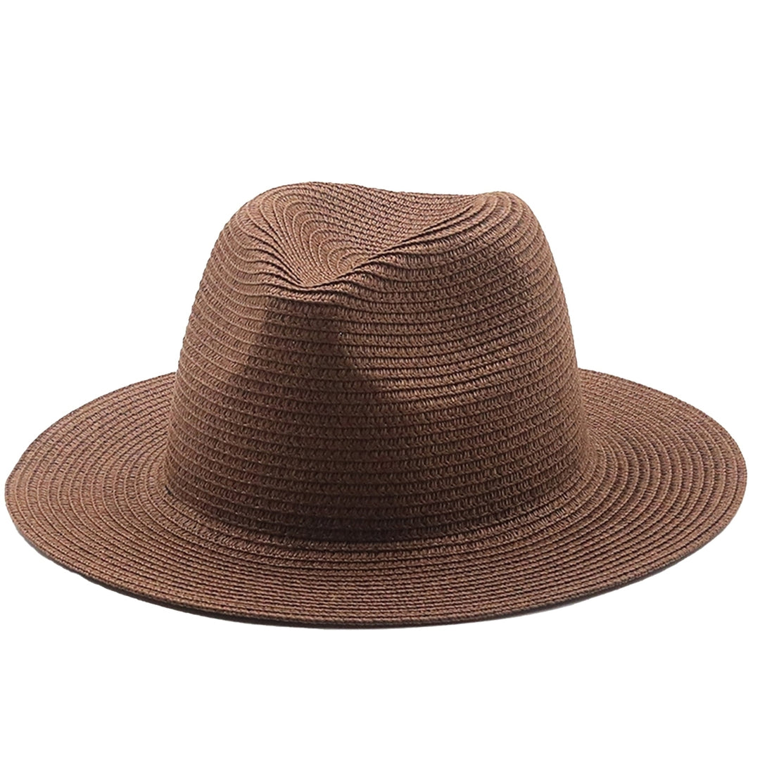 Solid Color Folding Thin Straw Hat Unisex Big Brim Sunscreen Jazz Hat Fashion Accessories Image 6