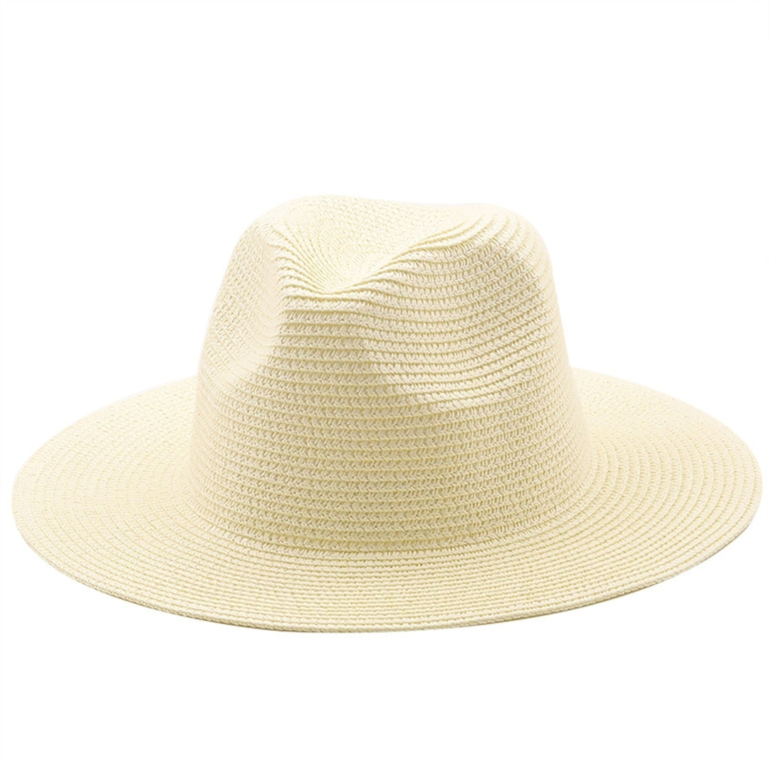 Solid Color Folding Thin Straw Hat Unisex Big Brim Sunscreen Jazz Hat Fashion Accessories Image 8