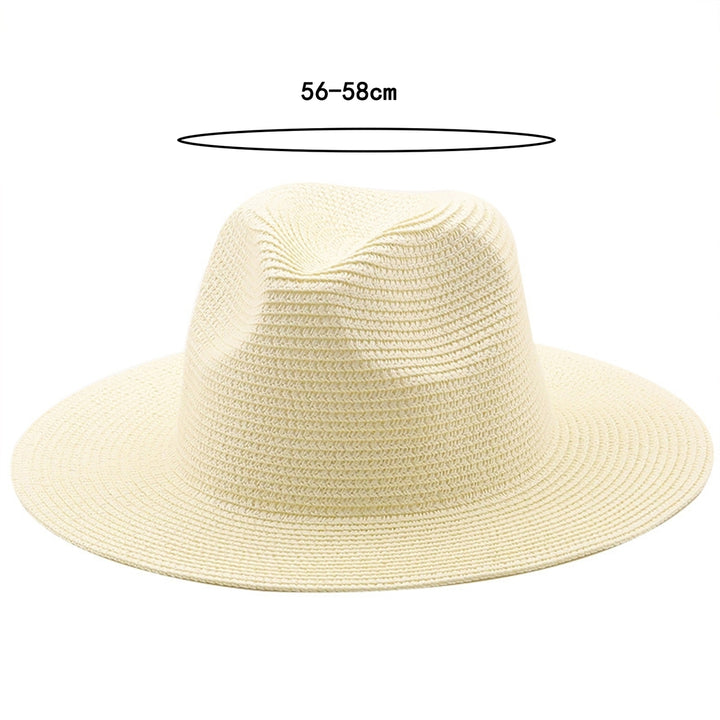 Solid Color Folding Thin Straw Hat Unisex Big Brim Sunscreen Jazz Hat Fashion Accessories Image 12