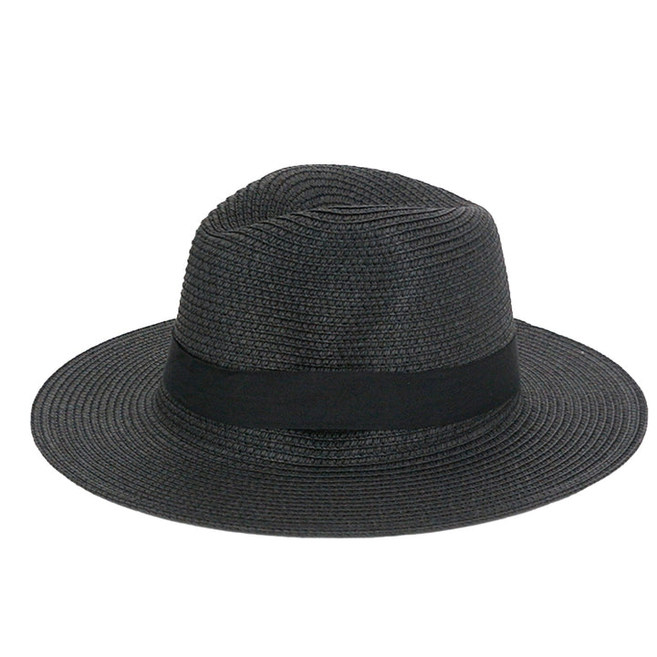 Band Decor Folding Thin Straw Hat Unisex Big Brim Sunscreen Jazz Hat Fashion Accessories Image 2