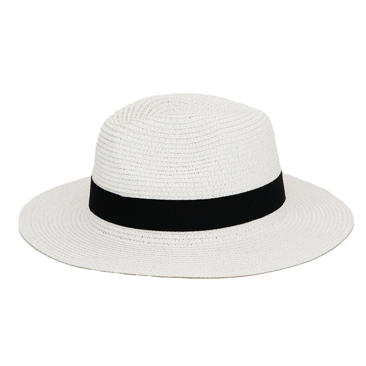 Band Decor Folding Thin Straw Hat Unisex Big Brim Sunscreen Jazz Hat Fashion Accessories Image 3