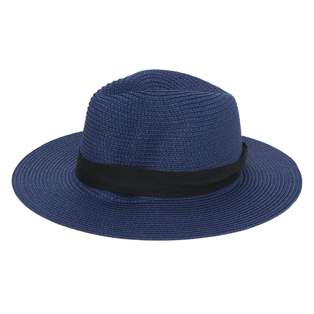 Band Decor Folding Thin Straw Hat Unisex Big Brim Sunscreen Jazz Hat Fashion Accessories Image 10