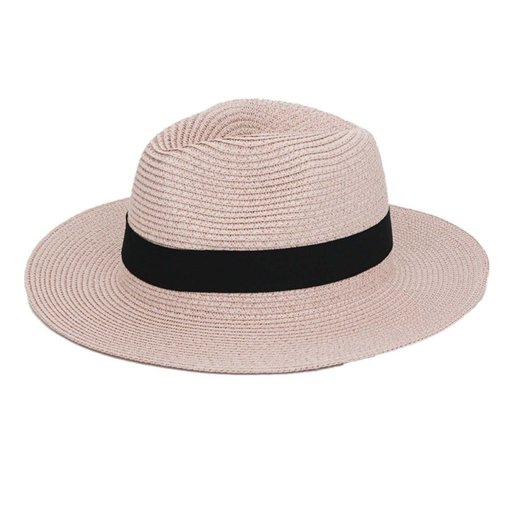 Band Decor Folding Thin Straw Hat Unisex Big Brim Sunscreen Jazz Hat Fashion Accessories Image 11