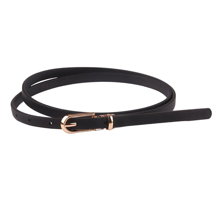 Adjustable Multi Holes Women Belt Faux Leather Alloy Buckle Thin Belt Clothes Ornament Image 1