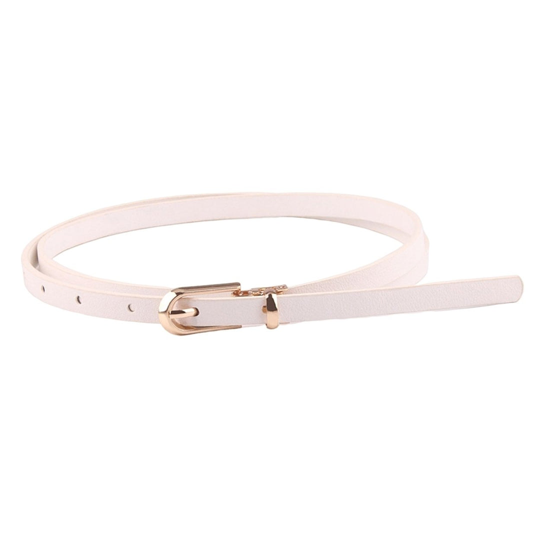 Adjustable Multi Holes Women Belt Faux Leather Alloy Buckle Thin Belt Clothes Ornament Image 1