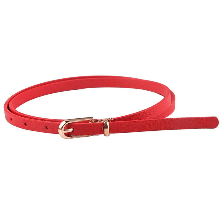 Adjustable Multi Holes Women Belt Faux Leather Alloy Buckle Thin Belt Clothes Ornament Image 4