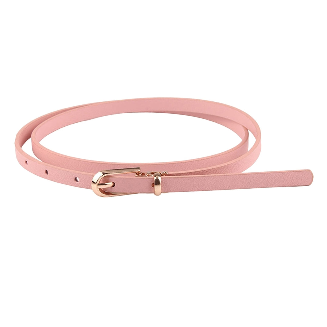 Adjustable Multi Holes Women Belt Faux Leather Alloy Buckle Thin Belt Clothes Ornament Image 6