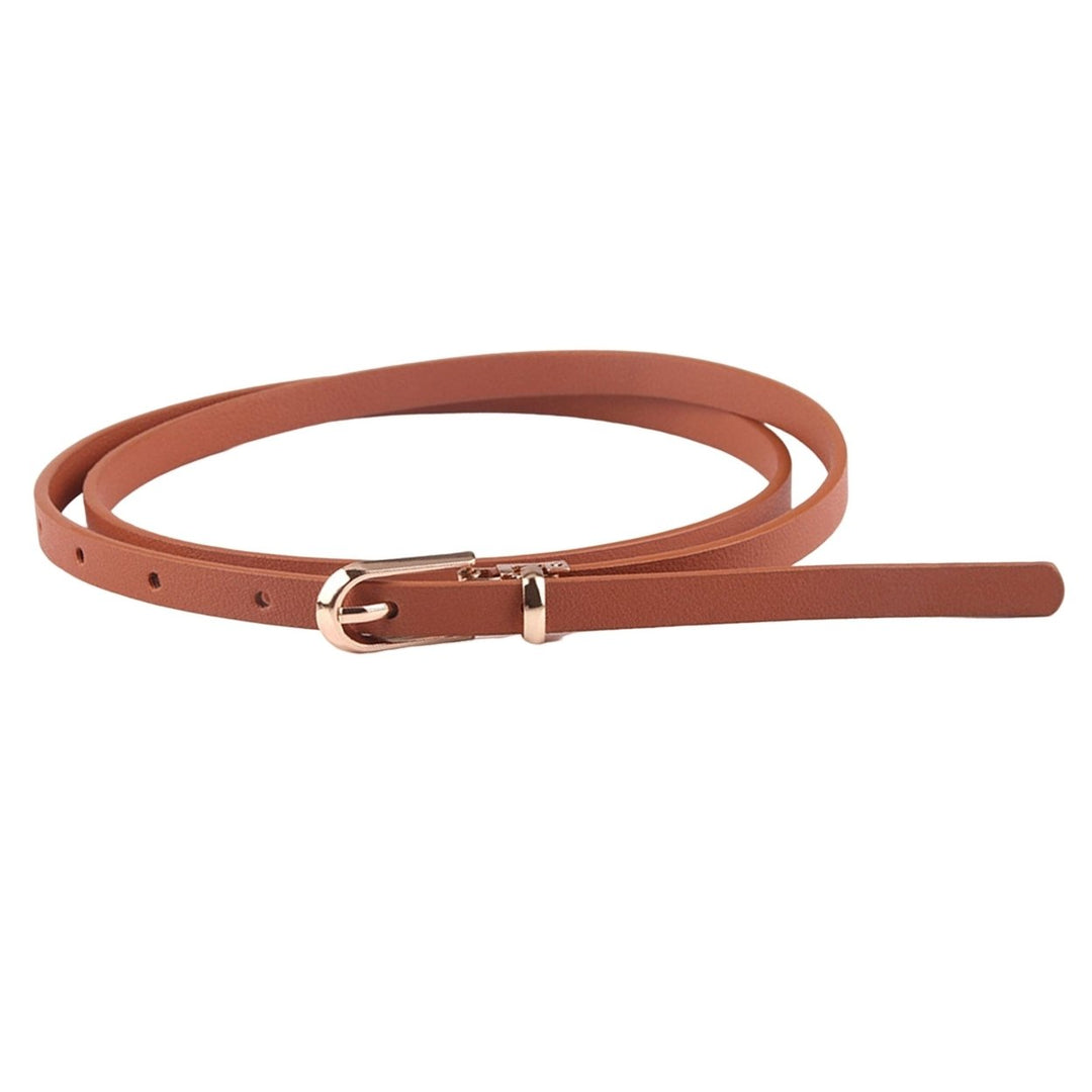 Adjustable Multi Holes Women Belt Faux Leather Alloy Buckle Thin Belt Clothes Ornament Image 1