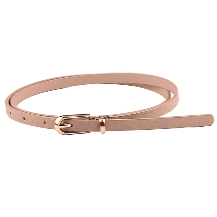 Adjustable Multi Holes Women Belt Faux Leather Alloy Buckle Thin Belt Clothes Ornament Image 1