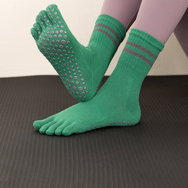 1 Pair Yoga Socks Comfortable Touch Dot Design Thicken Breathable Soft Anti-slip Polyester Cotton Mid-tube Five-toed Image 8
