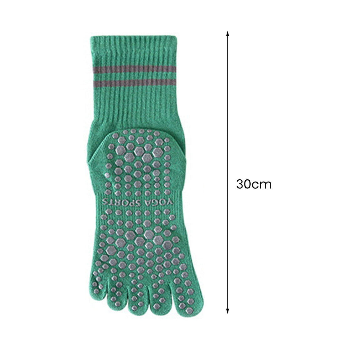 1 Pair Yoga Socks Comfortable Touch Dot Design Thicken Breathable Soft Anti-slip Polyester Cotton Mid-tube Five-toed Image 10