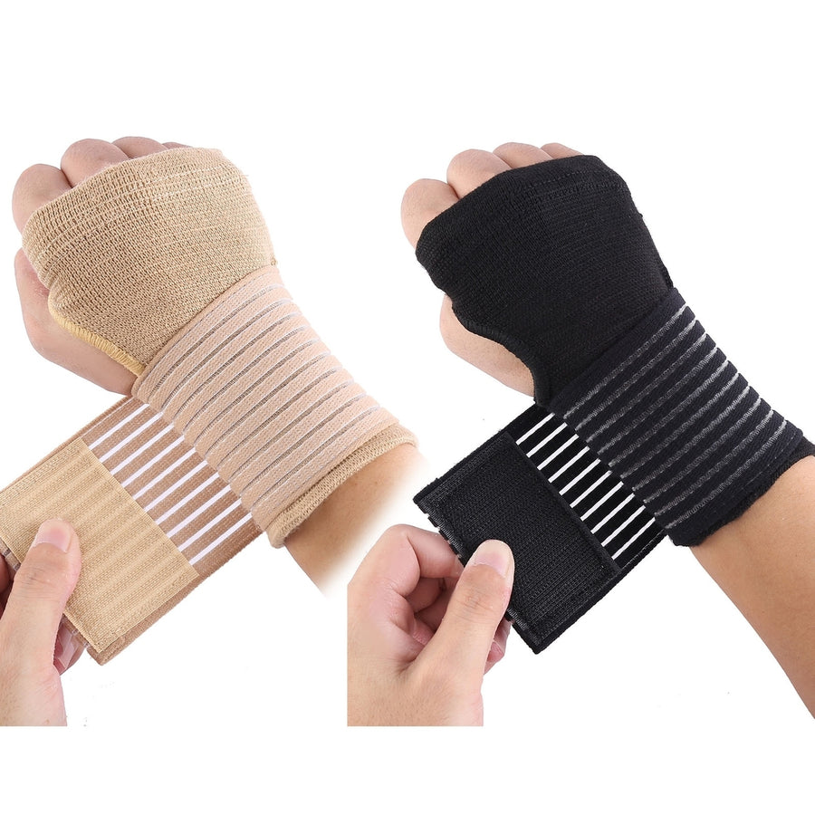 1 Pair Thumbhole Design Hook Loop Fasteners Thickened Compression Sports Wristband Carpal Protector Hand Brace Sport Image 1
