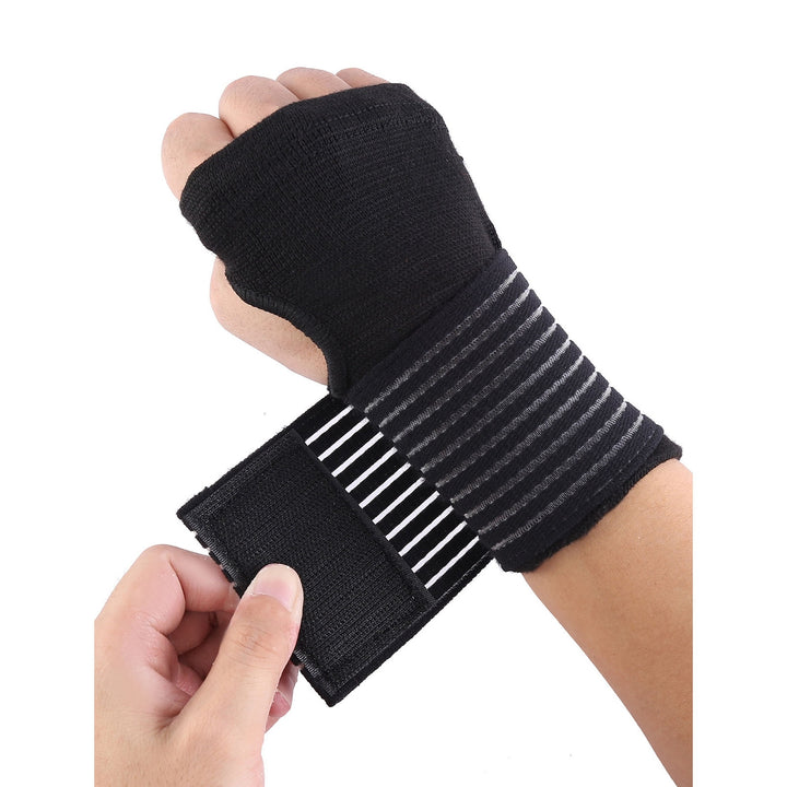 1 Pair Thumbhole Design Hook Loop Fasteners Thickened Compression Sports Wristband Carpal Protector Hand Brace Sport Image 9