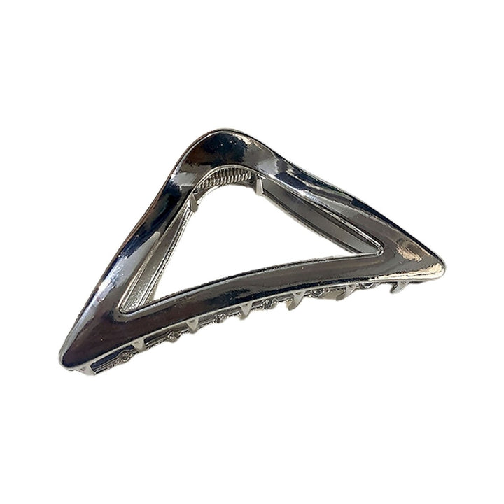 Solid Color Crossing Teeth Spring Design Hair Claw Triangle Shape Metal Hair Clip Hair Accessories Image 3