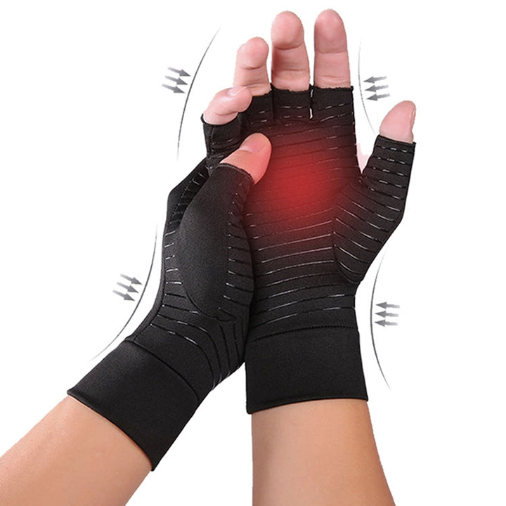 1 Pair Half Finger Wrist Protective Elastic Ridding Gloves Copper Fiber Arthritis Compression Gloves Cycling Accessories Image 7