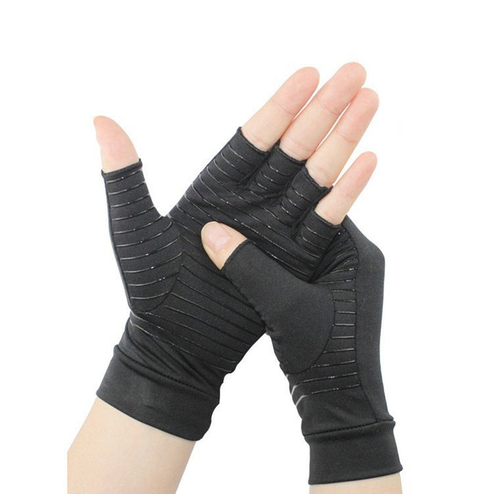 1 Pair Half Finger Wrist Protective Elastic Ridding Gloves Copper Fiber Arthritis Compression Gloves Cycling Accessories Image 10