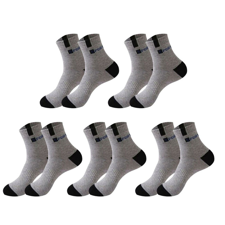 5 Pairs Sports Socks Breathable Sweat Absorption Letter Printed Mid-Tube Soft Socks Sports Wear Bouncy Summer Outdoor Image 1