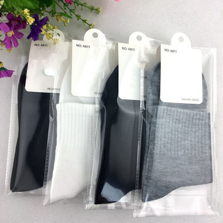 3 Pairs Cotton Socks Breathable Solid Color Super Soft Sweat-absorbent Non-Fading Protective Washable Men Cozy Mid-Tube Image 12