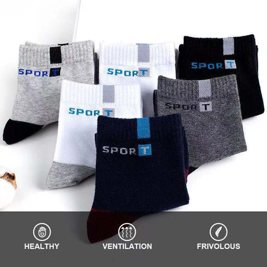5 Pairs Sports Socks Breathable Sweat Absorption Letter Printed Mid-Tube Soft Socks Sports Wear Bouncy Summer Outdoor Image 11