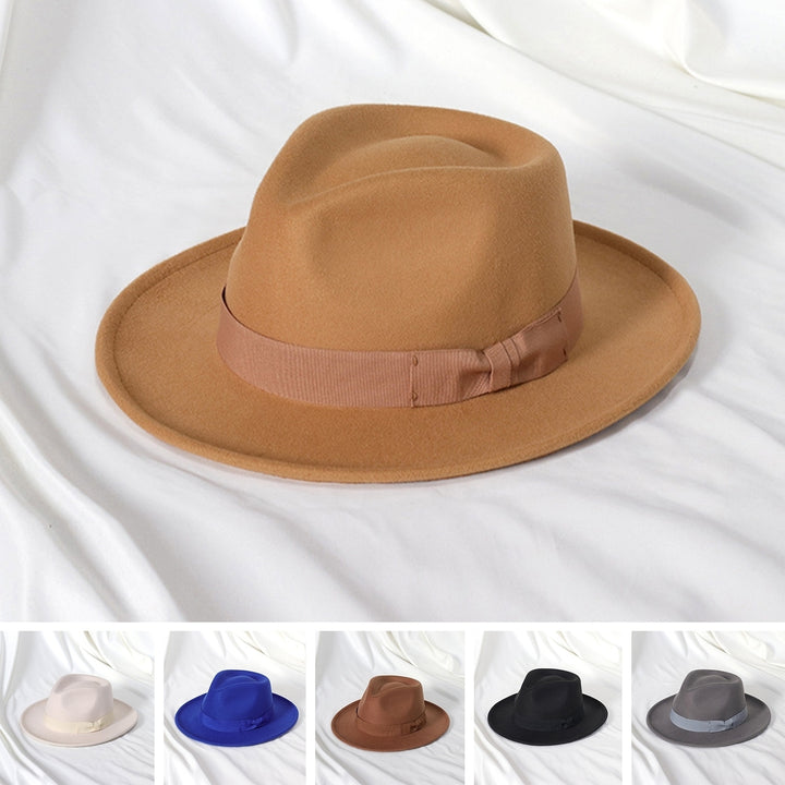 Felt Hat Sun Protection Windproof Non-fading Anti-shrink Comfortable Wear Breathable Bow Decoration Dome Hat Fashion Image 1