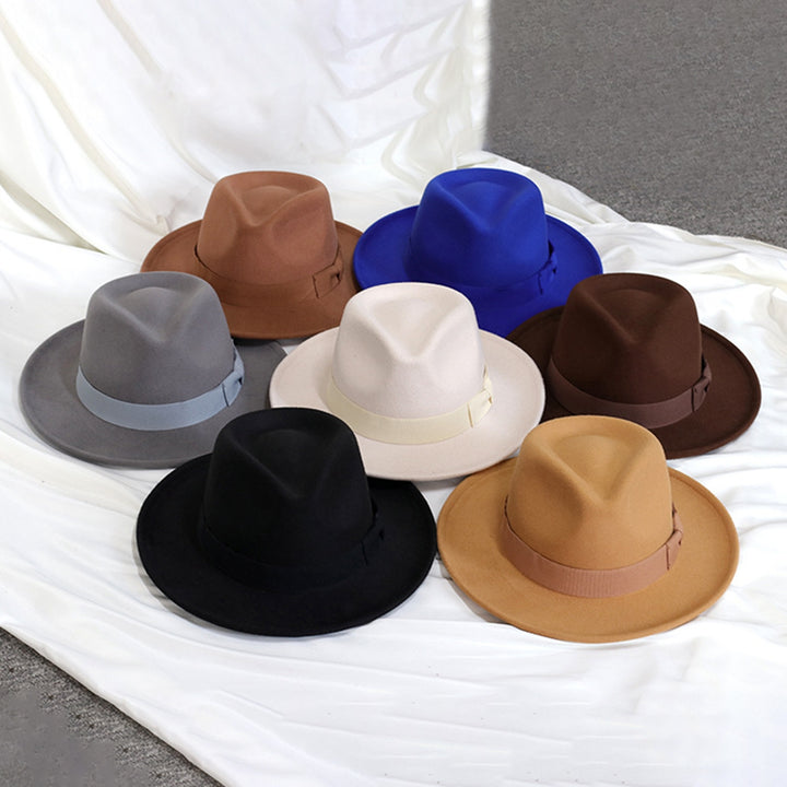 Felt Hat Sun Protection Windproof Non-fading Anti-shrink Comfortable Wear Breathable Bow Decoration Dome Hat Fashion Image 6