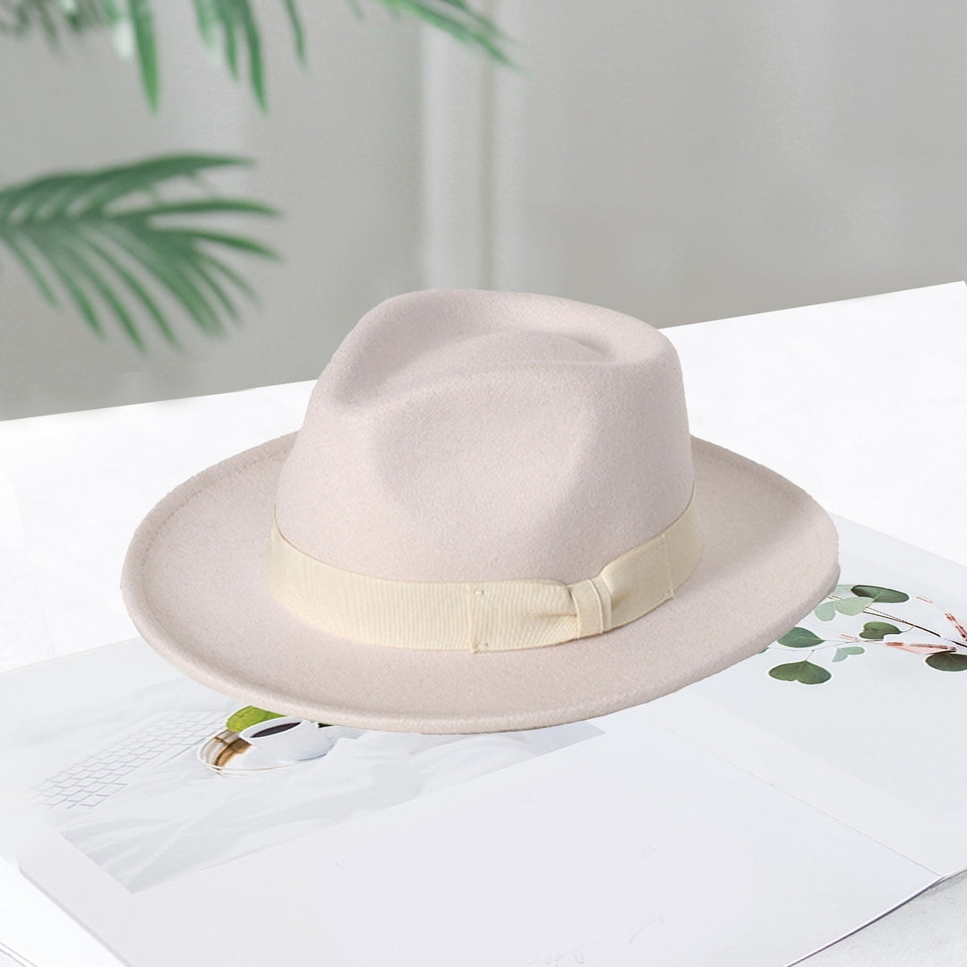 Felt Hat Sun Protection Windproof Non-fading Anti-shrink Comfortable Wear Breathable Bow Decoration Dome Hat Fashion Image 7