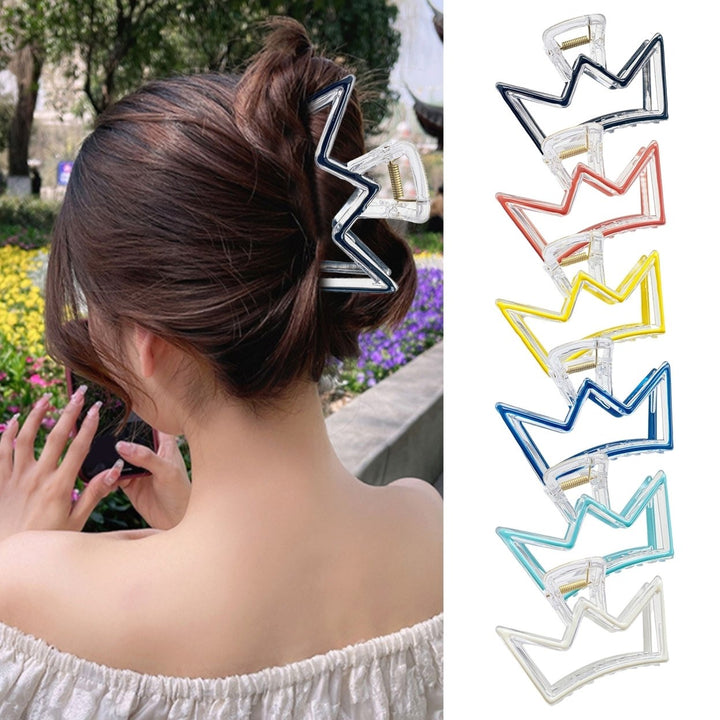 Hair Claw Hollow Out Crossing Teeth Plastic Cartoon Crown Shape Women Hair Grip Headwear Daily Wear Image 1