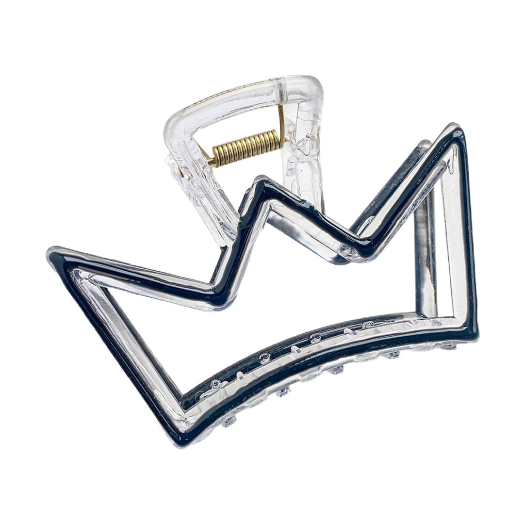 Hair Claw Hollow Out Crossing Teeth Plastic Cartoon Crown Shape Women Hair Grip Headwear Daily Wear Image 1