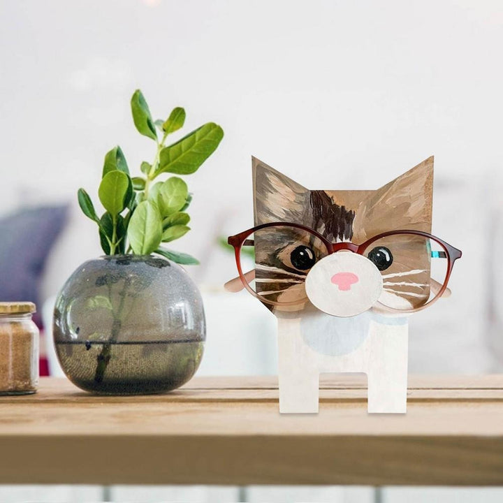 Glasses Holder Animal Shape Wooden Ornament Cute Pet Dog Cat Fox Sunglasses Eyeglass Display Rack Home Use Image 11