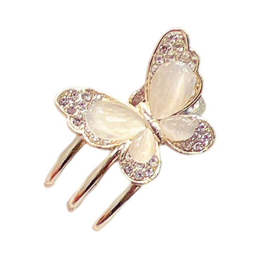 Women Hair Clip Elegant Faux Opal Rhinestone Butterflies Flower Mini Hairstyle Decoration Non-slip Ladies Bang Side Hair Image 2