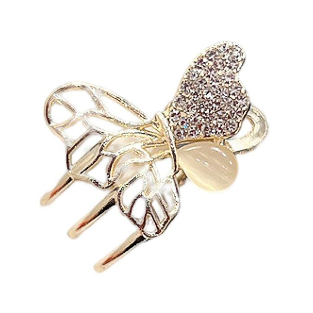 Women Hair Clip Elegant Faux Opal Rhinestone Butterflies Flower Mini Hairstyle Decoration Non-slip Ladies Bang Side Hair Image 3